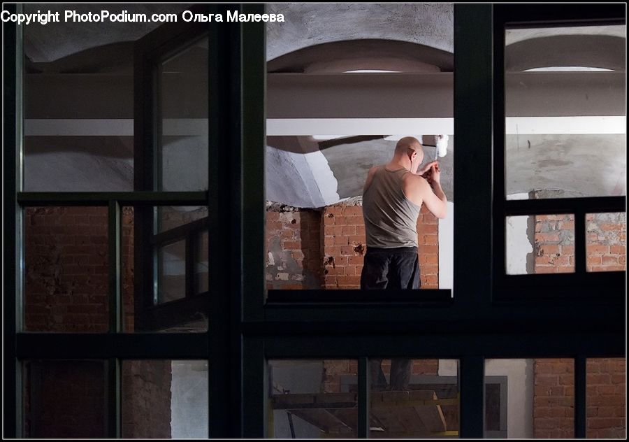 People, Person, Human, Brick, Window, Hardwood, Stained Wood