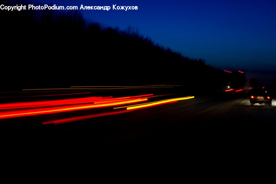 Night, Outdoors, Light, Freeway, Road, Highway, City