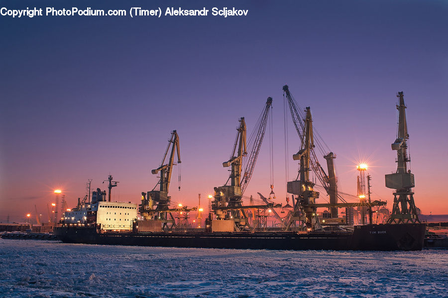 Constriction Crane, Boat, Watercraft, Ferry, Freighter, Ship, Tanker