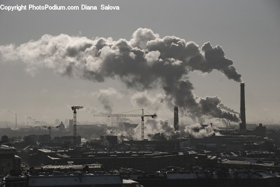 Pollution, City, Downtown, Fog, Smog, Smoke, Harbor