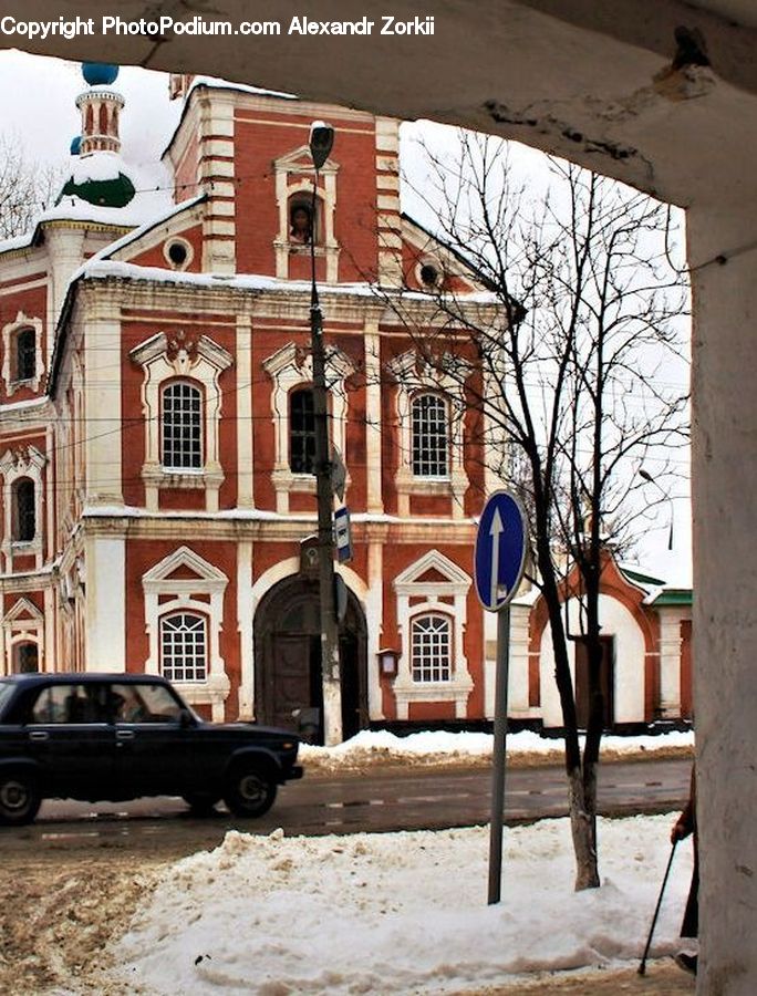 Automobile, Car, Vehicle, Downtown, Neighborhood, Town, Building
