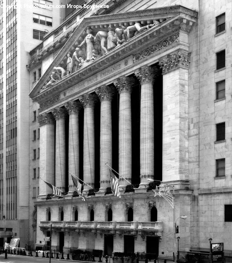 Architecture, Court, Column, Pillar, City, Downtown, Urban