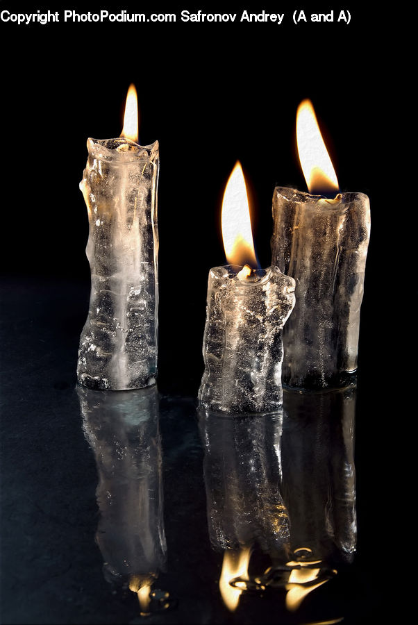 Ice, Outdoors, Snow, Candle, Fire, Flame