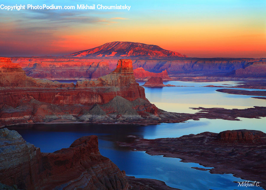 Canyon, Outdoors, Valley, Mesa, Dawn, Dusk, Sky