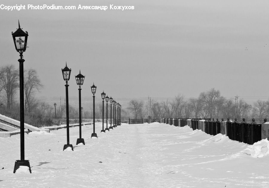 Lamp Post, Pole, Ice, Outdoors, Snow, Architecture, Spire