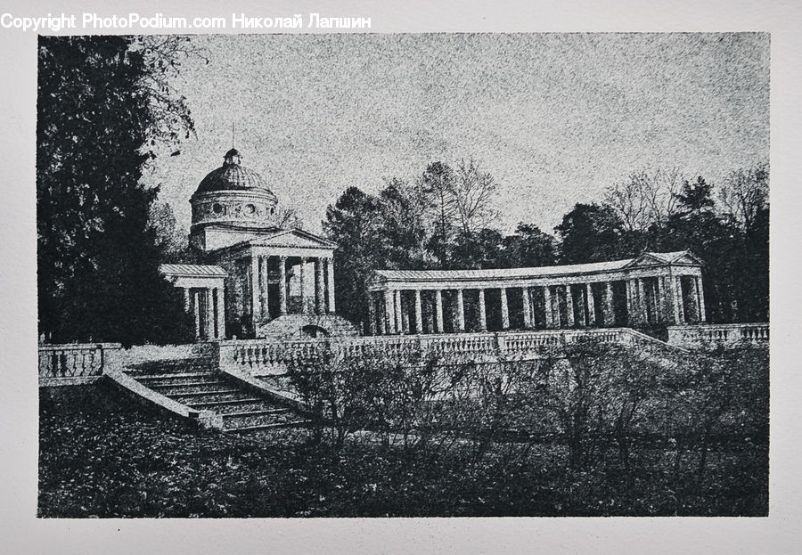 Architecture, Court, Drawing, Sketch
