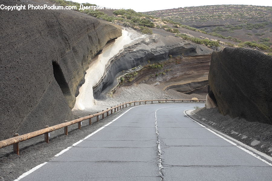 Freeway, Highway, Road, Rock, Landslide, Coast, Outdoors