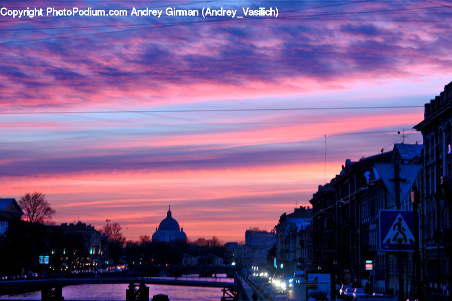 Dawn, Dusk, Red Sky, Sky, Sunrise, Sunset, Road