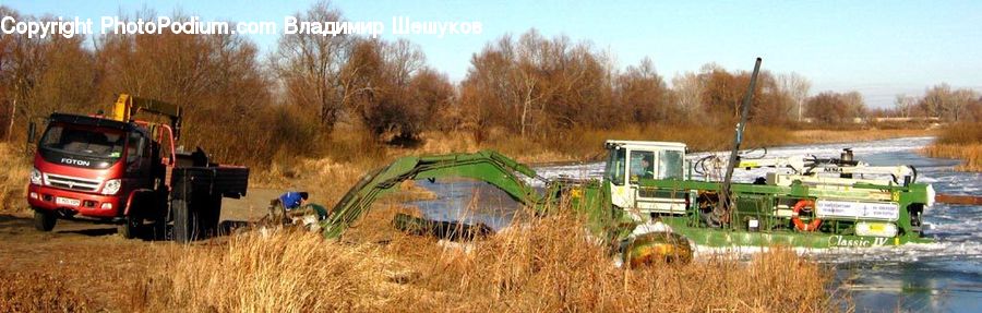 Barge, Boat, Dredger, Vessel, Grain, Wheat, Dirt Road