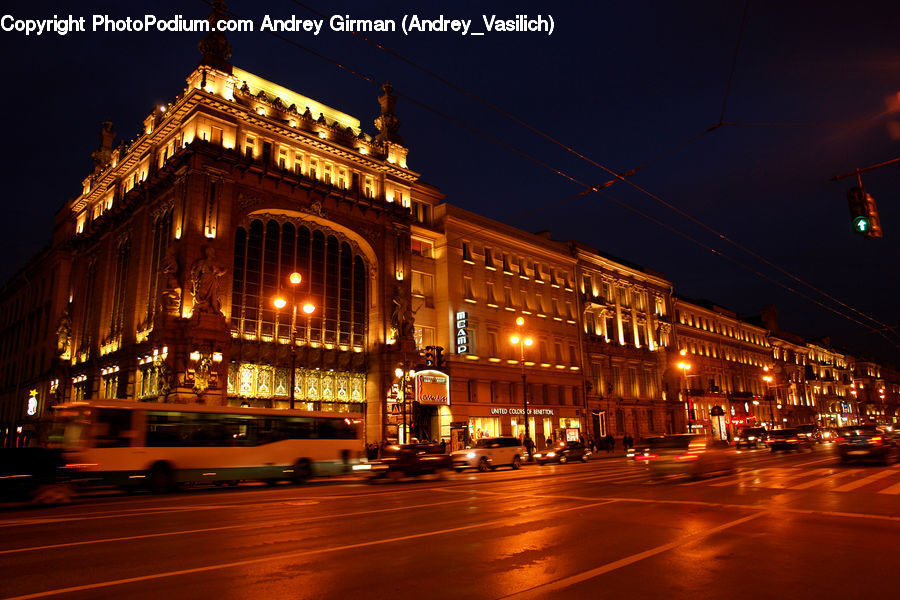 Bus, Vehicle, Building, City, Downtown, Metropolis, Urban