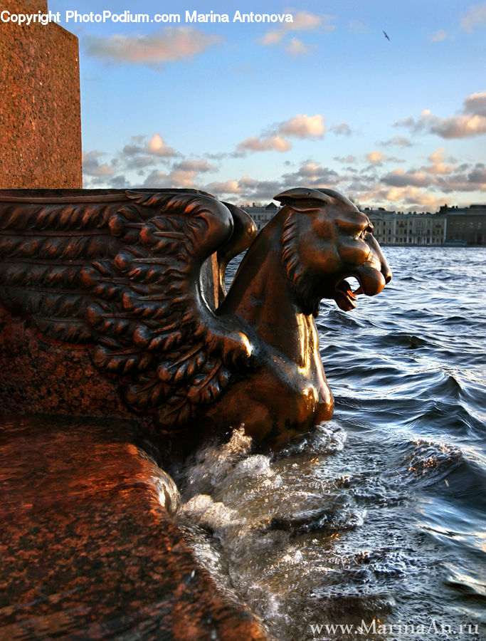Art, Gargoyle, Statue, Outdoors, Sea, Water, Face
