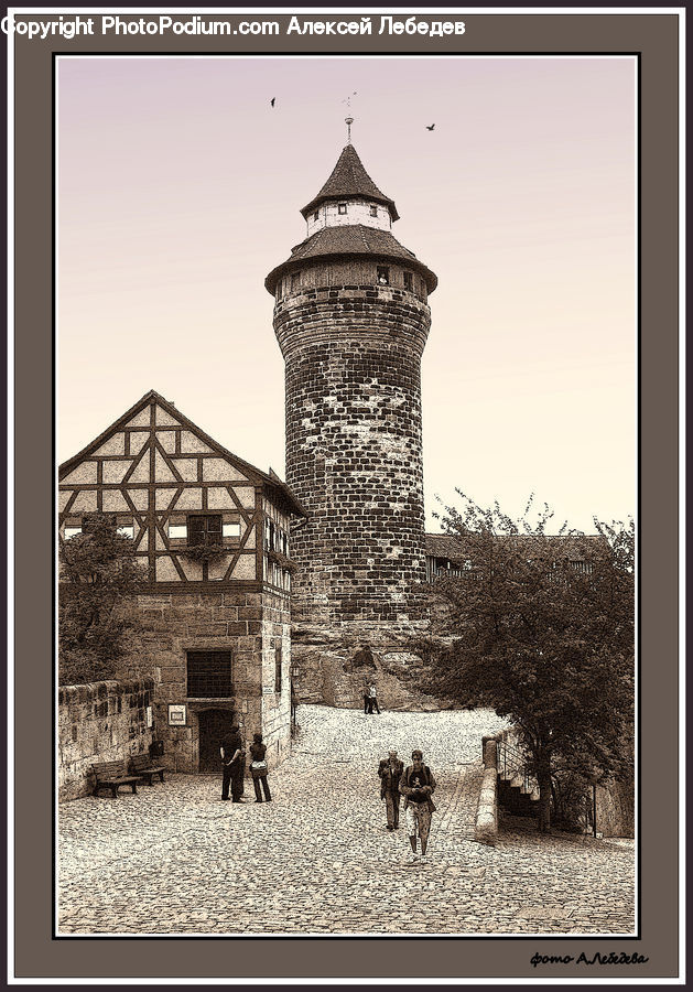 Architecture, Bell Tower, Clock Tower, Tower, Brick, Bench, Triangle