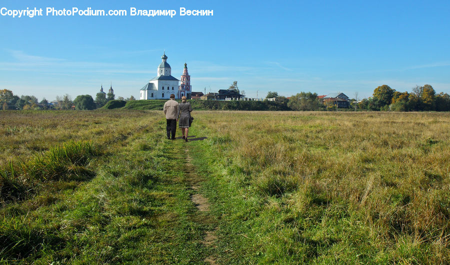 Field, Grass, Grassland, Land, Outdoors, Architecture, Bell Tower