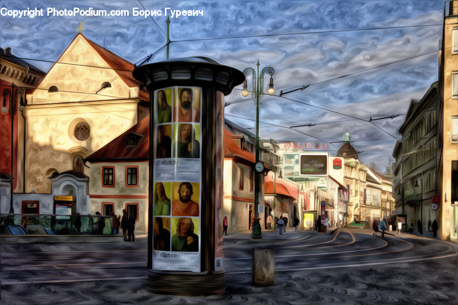 Architecture, Downtown, Plaza, Town, Town Square, Mansion, Bell Tower
