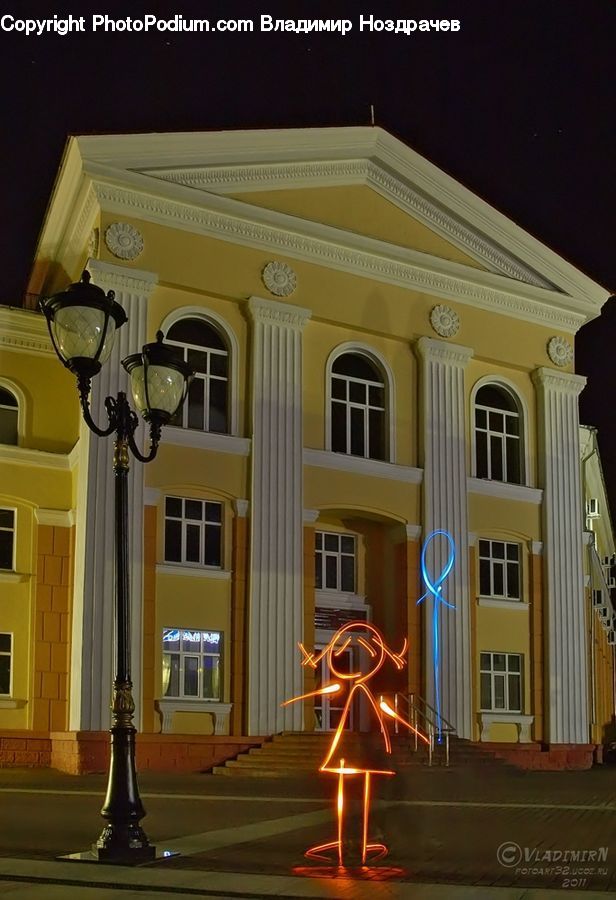 Plant, Potted Plant, Building, Housing, Villa, Lamp Post, Pole