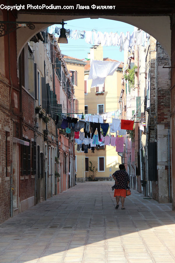 Umbrella, Alley, Alleyway, Road, Street, Town, Collage