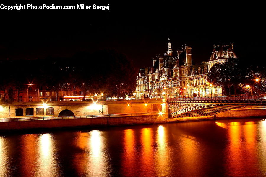 Bridge, Night, Outdoors, City, Downtown, Carnival, Festival