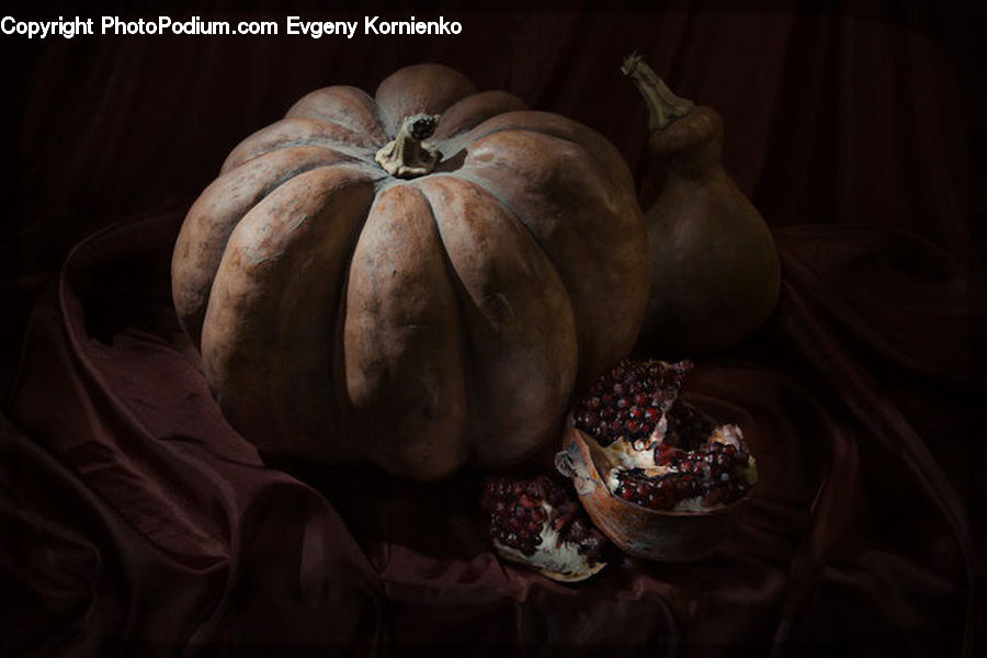 Fruit, Pomegranate, Pumpkin, Squash, Vegetable, Nut, Seed