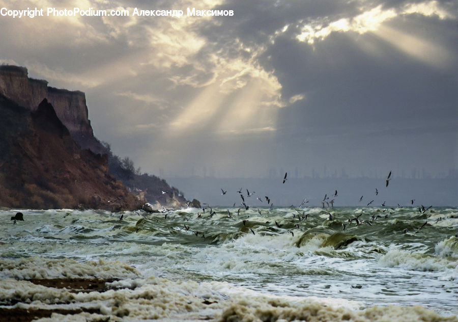 Coast, Outdoors, Sea, Water, Cliff, Beach, Sea Waves