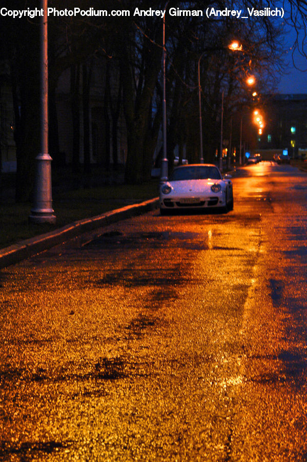 Automobile, Car, Vehicle, Column, Pillar, Headlight, Light