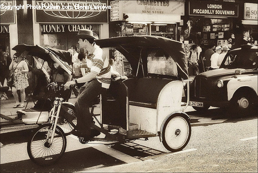 Bicycle, Bike, Vehicle, Antique Car, Car, Model T, Hat
