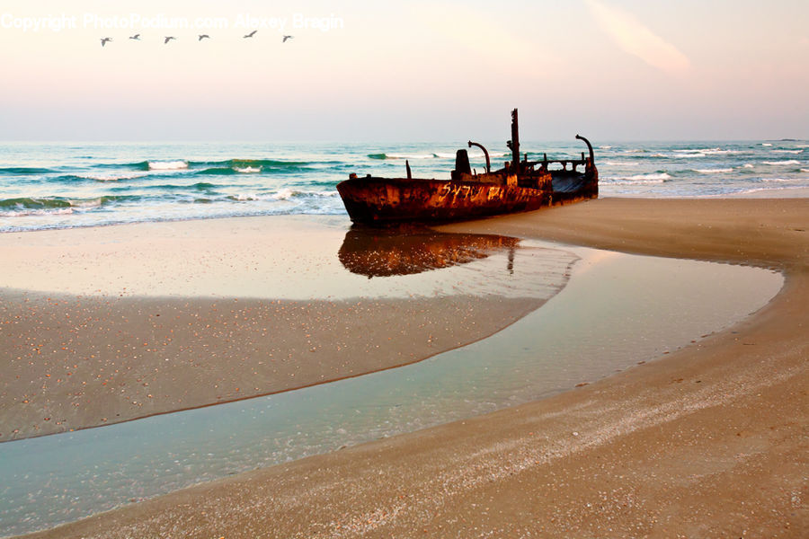 Shipwreck, Beach, Coast, Outdoors, Sea, Water, Dune