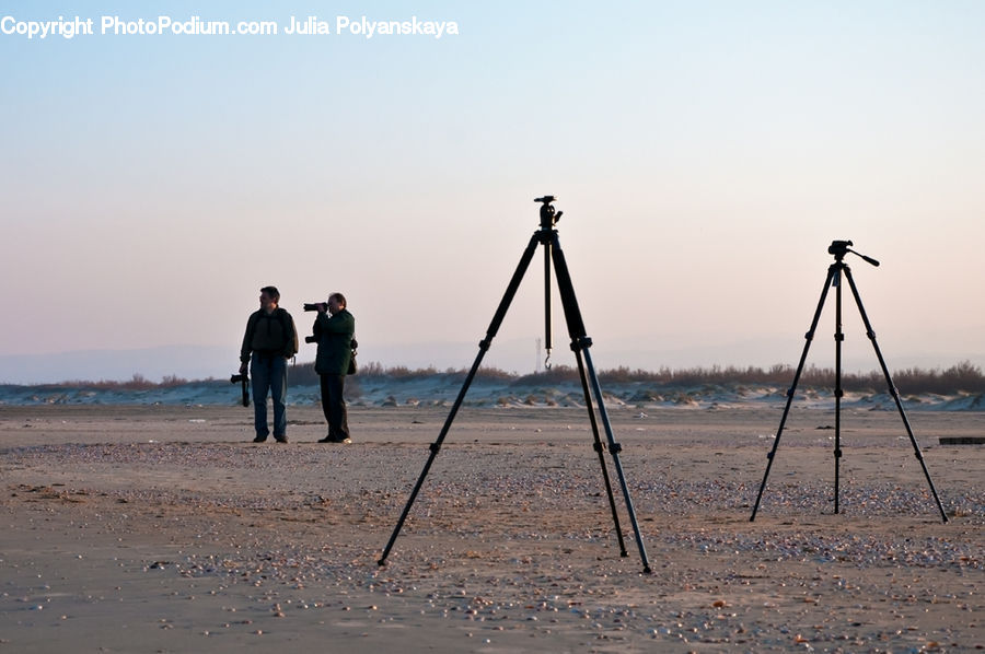 Tripod, Beach, Coast, Outdoors, Sea, Water, Person