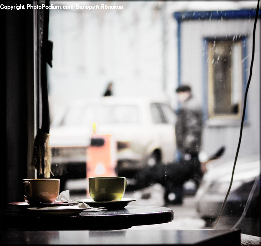 Cup, Bottle, Automobile, Car, Vehicle, Cafe, Cafeteria