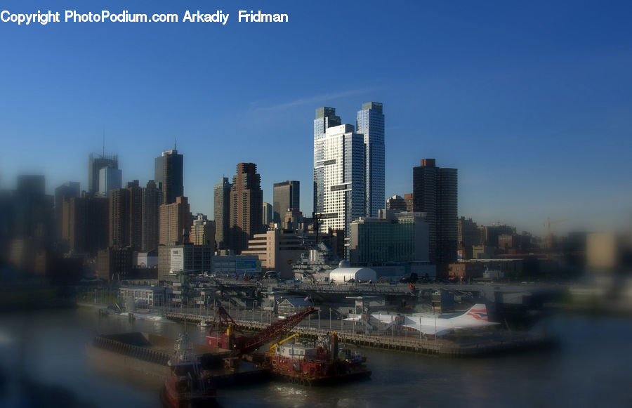 Boat, Watercraft, City, Downtown, Metropolis, Urban, Barge