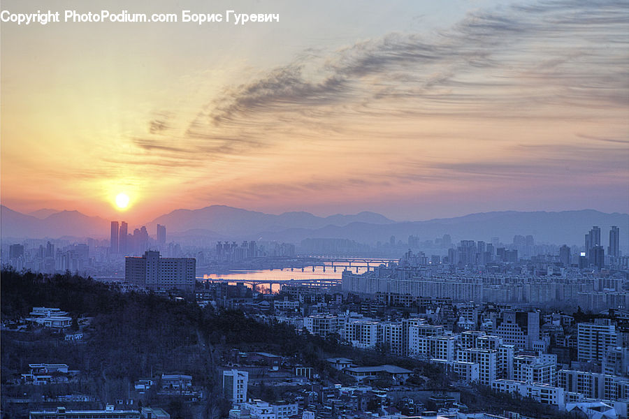 Dawn, Dusk, Sky, Sunrise, Sunset, City, Downtown