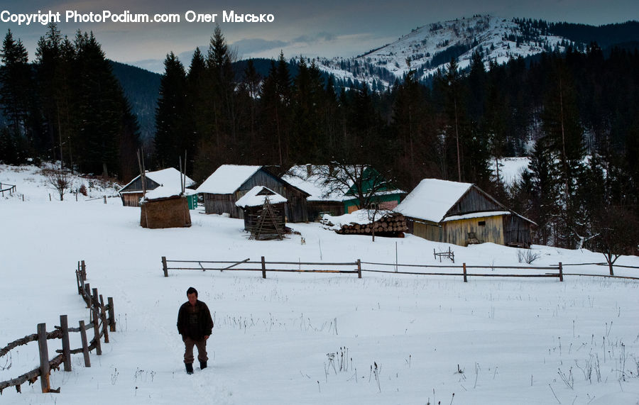 Alps, Crest, Mountain, Peak, Building, Cottage, Housing