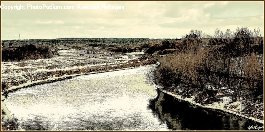 Canal, Outdoors, River, Water, Countryside, Plant, Tree