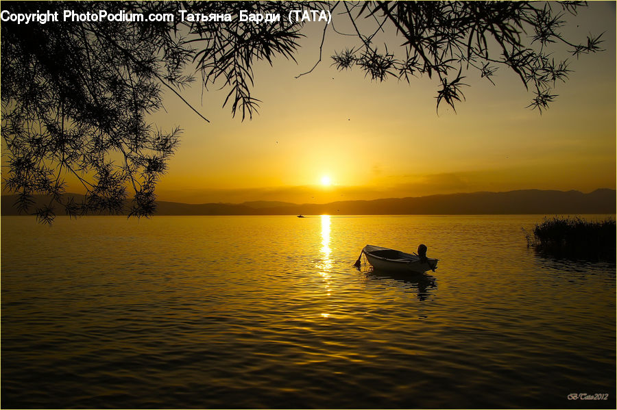 Boat, Canoe, Rowboat, Dinghy, Dusk, Outdoors, Sky