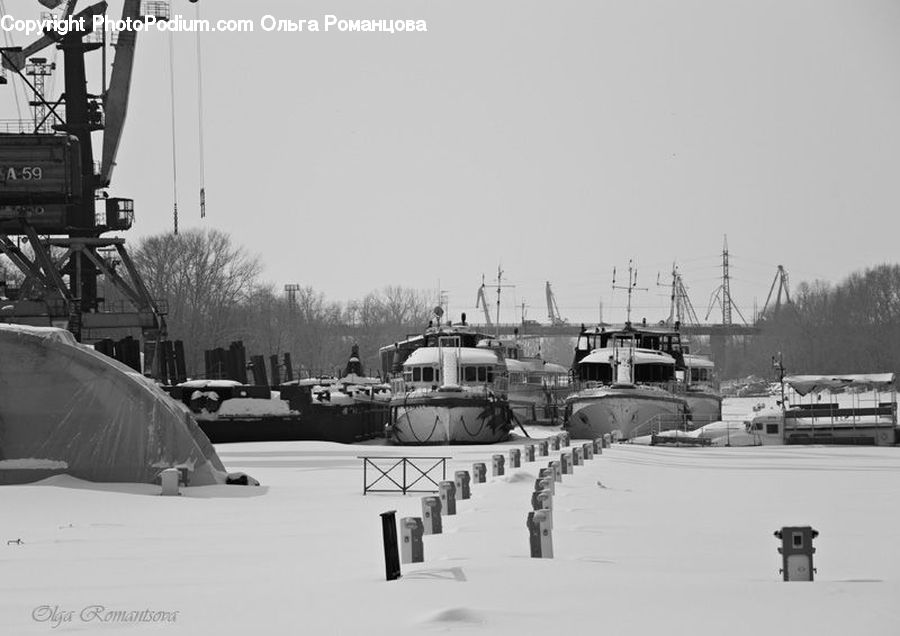 Ice, Outdoors, Snow, Constriction Crane, Boat, Hovercraft, Intersection