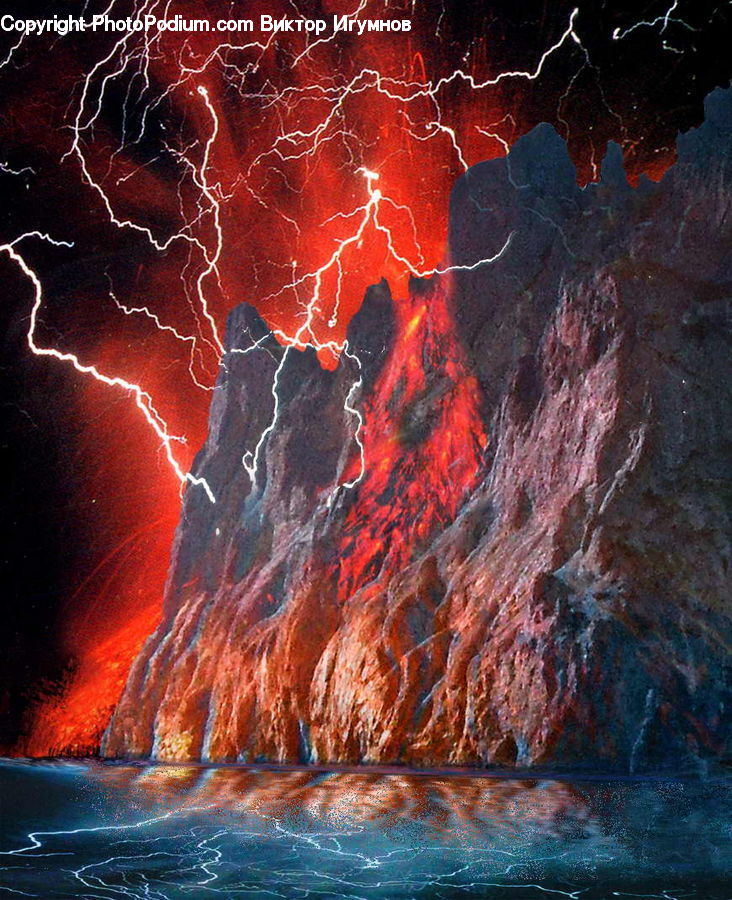Eruption, Volcano, Art, Modern Art, Rock, Soil, Outdoors