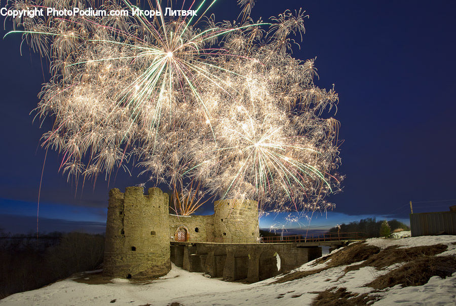 Ice, Outdoors, Snow, Fireworks, Night, Landscape, Nature