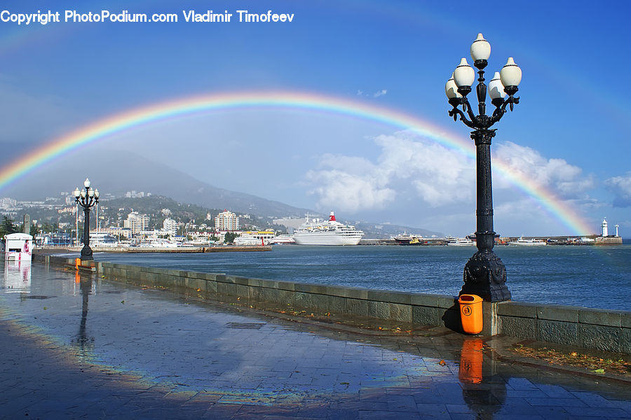 Outdoors, Rainbow, Sky, Waterfront, Coast, Sea, Water