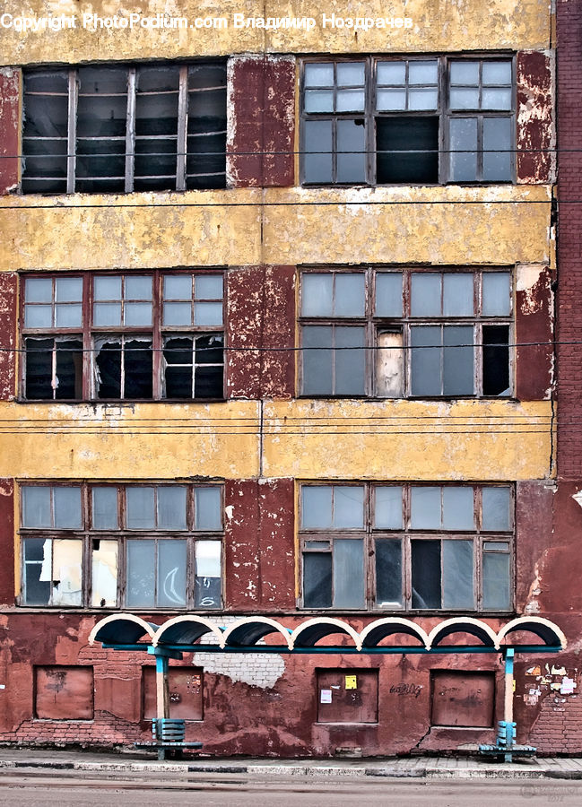 Brick, Building, Apartment Building, High Rise, Arched, City, Downtown