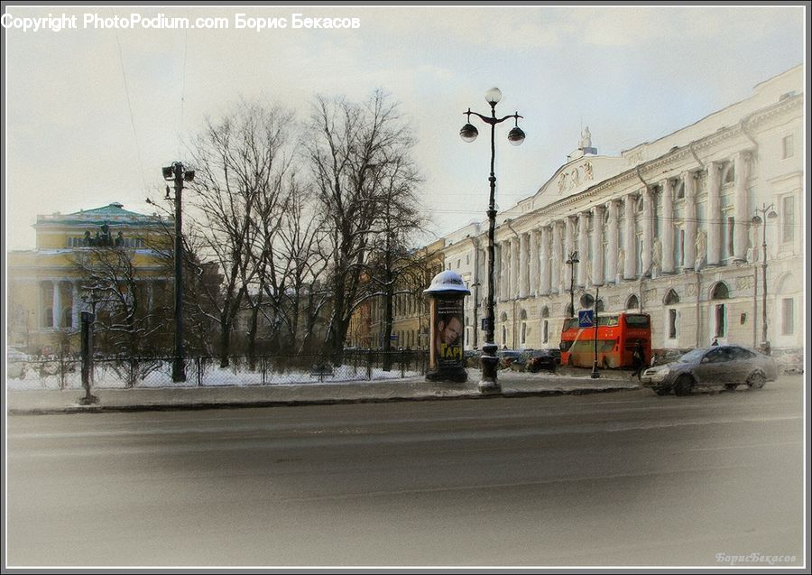 Building, Office Building, Intersection, Road, Ambulance, Van, Vehicle