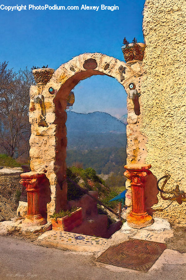 Ruins, Plant, Potted Plant, Arch, Column, Pillar, Castle