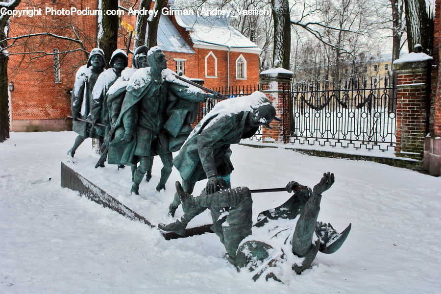 Brick, Art, Sculpture, Statue, Ice, Outdoors, Snow