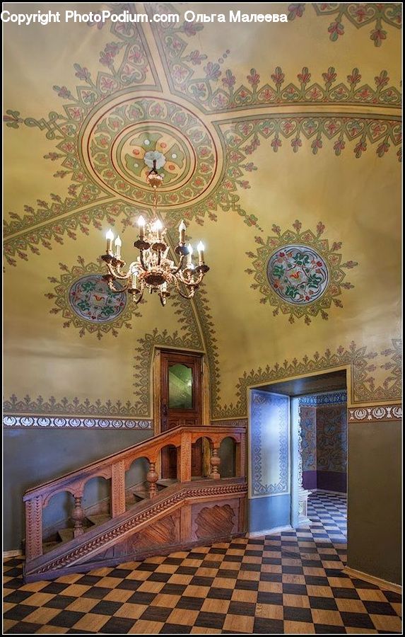 Chandelier, Lamp, Dining Room, Indoors, Room, Floor, Flooring