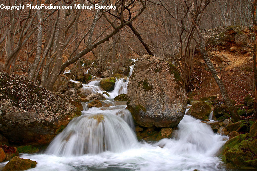 Creek, Outdoors, River, Water, Stream, Waterfall, Moss