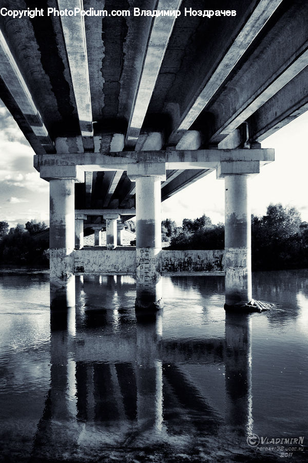 Fountain, Water, Column, Pillar, Freeway, Overpass, Dock