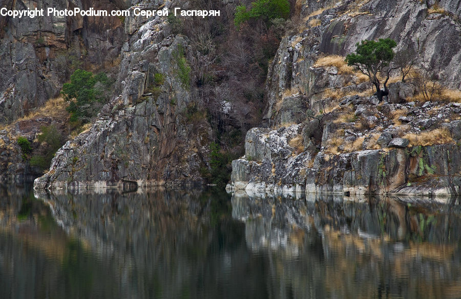 Cliff, Outdoors, Rock, River, Water, Pond, Waterfall