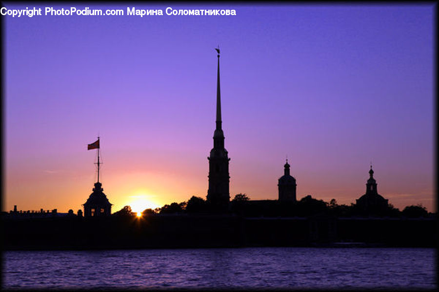 Architecture, Tower, Dusk, Outdoors, Sky, Sunlight, Sunrise