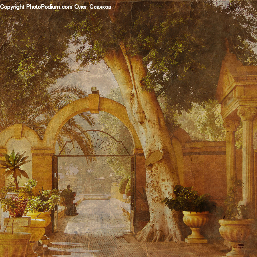 Plant, Potted Plant, Ancient Egypt, Art, Carpet, Tapestry, Patio