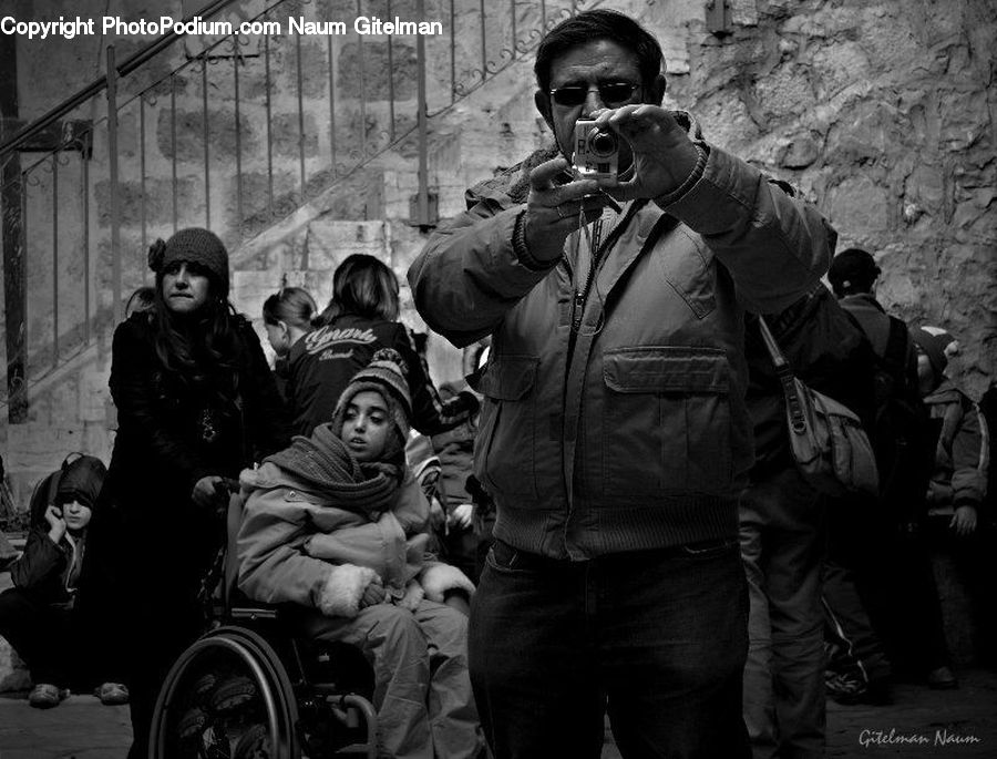 People, Person, Human, Wheelchair, Photographer, Backpack, Bag