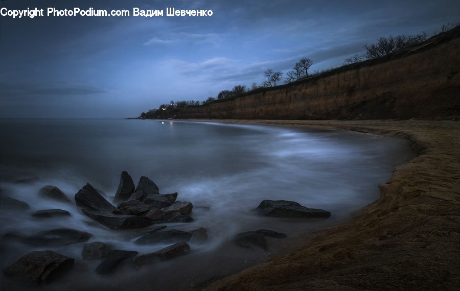 Coast, Outdoors, Sea, Water, Beach, Rock, Dawn