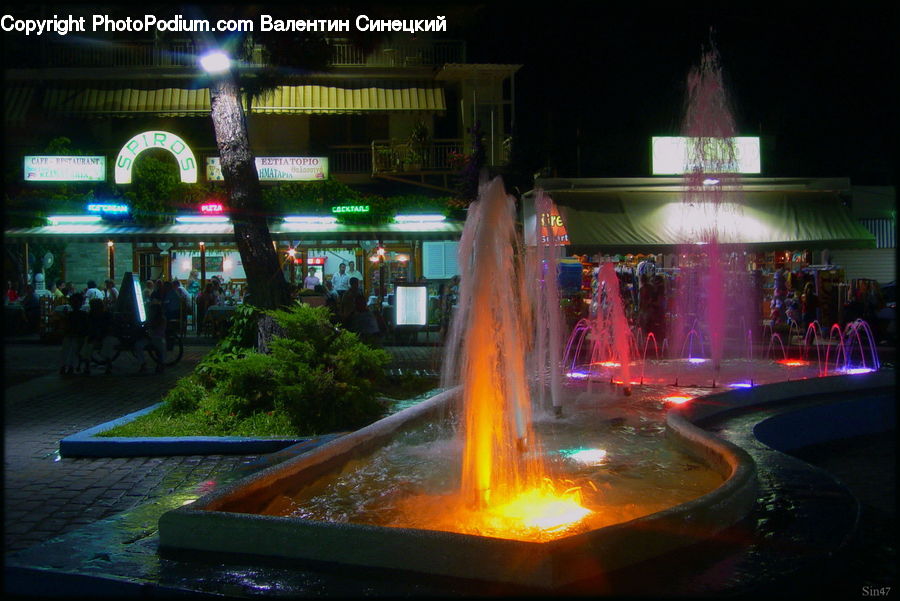 Fountain, Water, Lighting, Alley, Alleyway, Road, Street